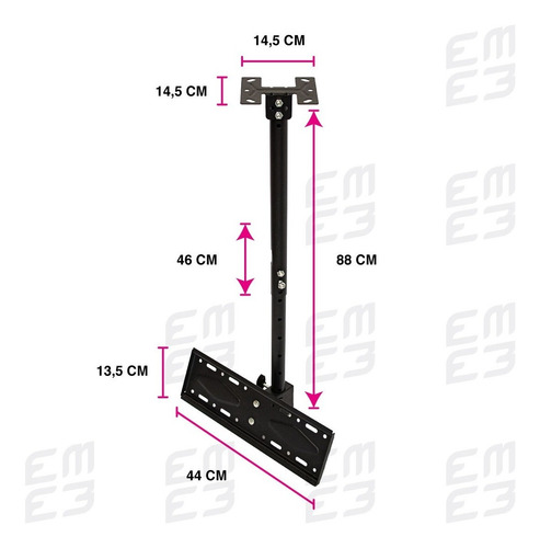 Imagen 2 de 7 de Soporte Televisor Techo Giratorio 360 Grados De 26 A 60