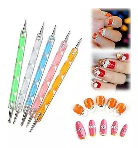 Set 5 Pinceles Uñas Gel Gelificadas Esculpidas Punta Dotting