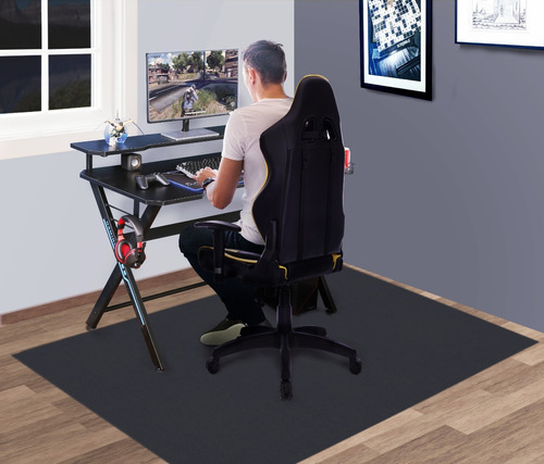 Tapete Grande Protetor Piso Extend Cadeira 1,50m Setup Gamer