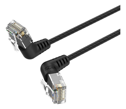 Cable De Red 360° Vention - Cat6a Certificado - 15 Metros Negro - Angulo 90° Conector Con Rotacion 360° - Premium Utp Patch Cord 10gbps - 500 Mhz - Rj45 - Internet / Modem / Router / Servidor - Ibobn