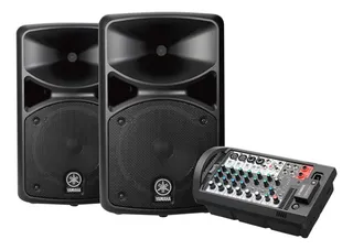 Sistema De Audio Yamaha Bocinas Mezcladora Y Micrófono 400bt Color Negro