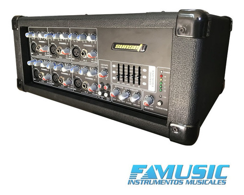 Imagen 3 de 10 de Consola De Sonido Potenciada Sunset Jcb608cl 6 Canales Delay