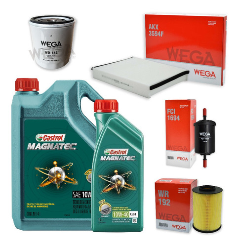 Kit 4 Filtros + 5l Aceite Castrol 10w40 Ford Focus Wega