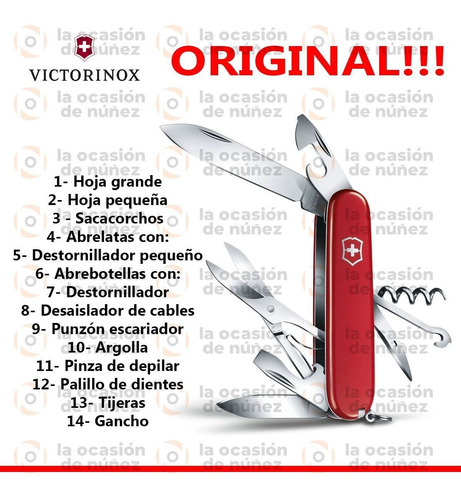 Imagen 2 de 7 de Cortaplumas Victorinox Climber Suiza 14 Usos Navaja + Funda