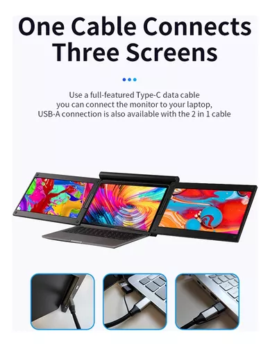 Monitor portátil para Notebook con pantalla doble de 13.3