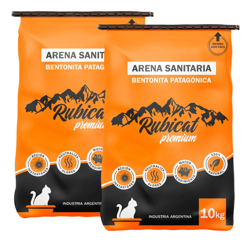 Piedritas Gatos Aglomerante Rubicat Premium 2 Bolsas De 10kg
