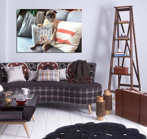 Cuadro Canvas Perro Pug Leyendo Funny Pet Dog Puppy Animal