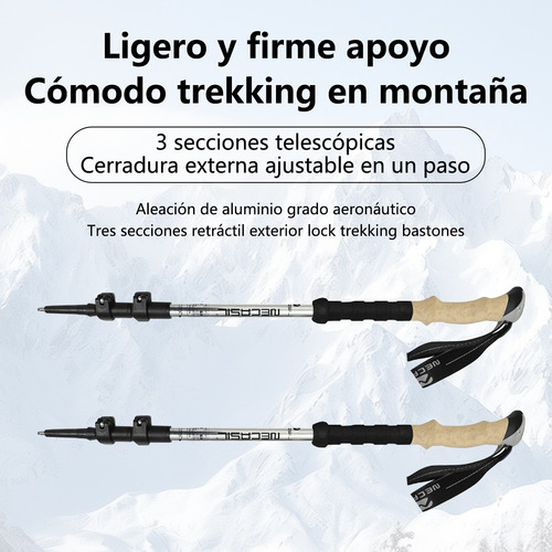 Bastones De Senderismo Ajustables Aluminio Plegables 2 Pzas