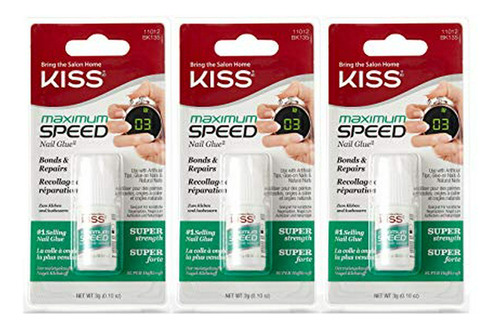 Pegamento De Uñas Kiss Máxima Velocidad (pack X3)