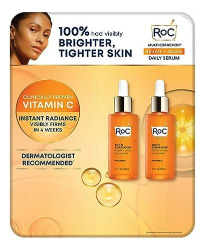Serum Roc Revive Y Glow Vitamina C, 1.7 Oz (paquete De 2)