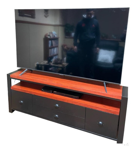 Mueble Tv Rack Conte 160x30x60 Madera Hierro Paraiso