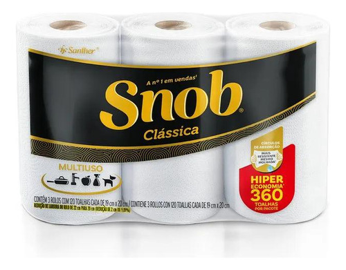 Toalha De Papel Snob Hiper Pacote De 3 U