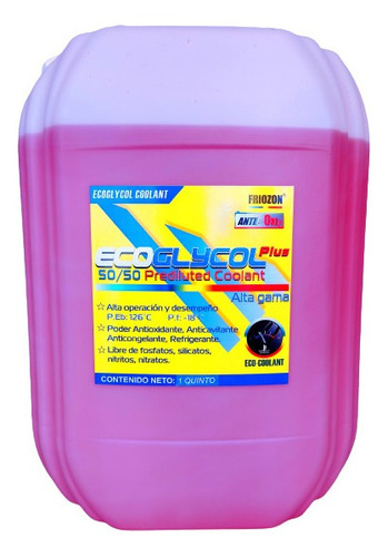 Refrigerante Ecoglycol Plus Rosa 50/50  Garrafa X 5 Galones