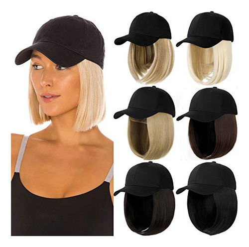 Qlenkay Gorra De Beisbol Con Extensiones De Cabello Recto, F