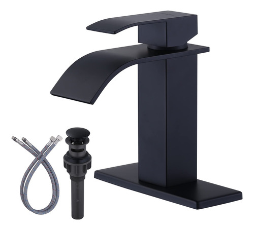 Arcora Grifo Baño Negro Boquilla Cascada Para Lavabo Una 1 3