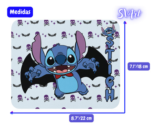 Mouse Pad Svart Diseño Stich Vampiro Halloween