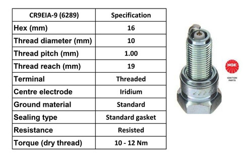 Imagen 2 de 9 de Bujía Cr9eia-9 Ngk Laser Iridium Japon Stock Nº 6289 Ryd