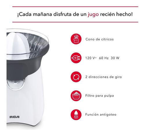 Rca Exprimidor De Cítricos Eléctrico Rc-8004 Blanco/gris