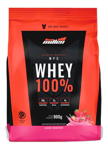 Whey 100% Morango Stand Pouche 900g