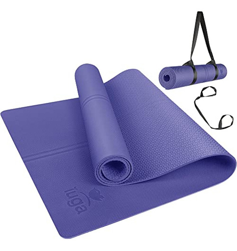 Iuga Eco Friendly Yoga Mat With Alignment Lines, Free Carry 