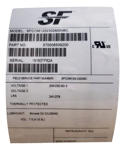 Compressor Scroll Danfoss 10tr 120.000 Btu/h 220v Sm125-3vm