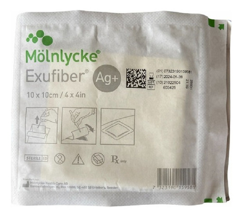  Exufiber Ag+ 10x10 Similar Aquacel Ag+ Extra Plata