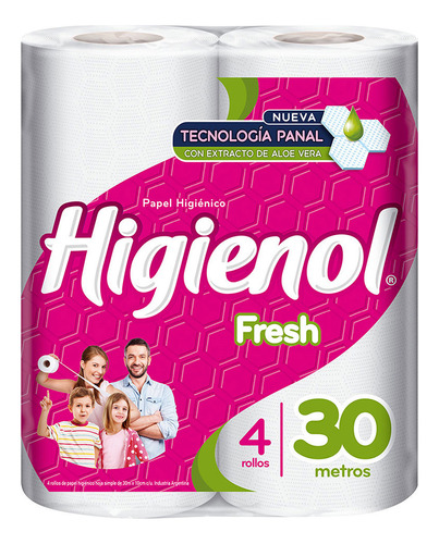 Higienol papel higiénico fresh aloe vera 30m X 4un