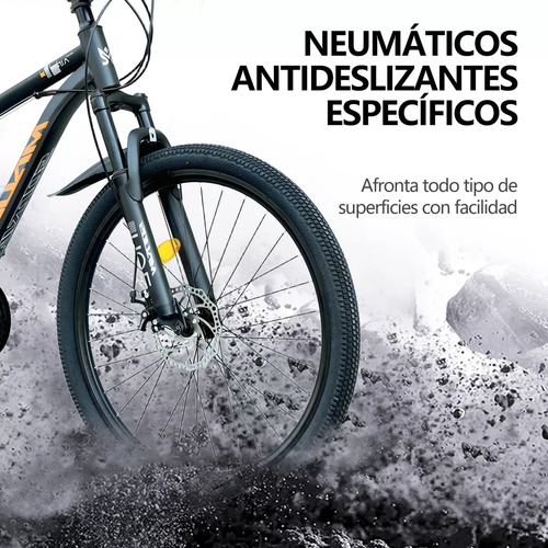 Bicicleta De Montaña 21 Velocidades Amortiguación Ajustable R26 Doble Suspensión Disco Mecánico Regalo de accesorios kit Color Negro