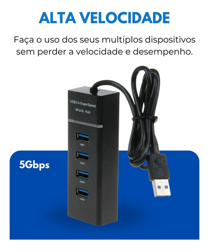 Régua Dispositivos Usb 3.0 Com 4 Portas Compatível Notebook