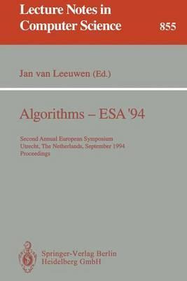 Libro Algorithms - Esa '94 - Jan Van Leeuwen