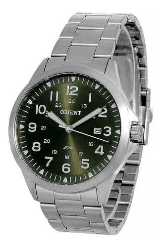 Relógio Orient Masculino Mbss1380 E2sx Prata Verde Aço