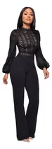 Comprar Enterizos Dama Moda Elegante Encaje Cuello Alto Manga Larga