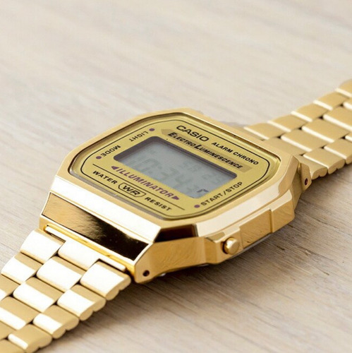 Reloj Casio Vintage Unisex A-168wgg Color Del Bisel Dorado