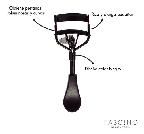 Imagen 2 de 6 de Arqueador De Pestañas De Acero Negro Premium Fascino