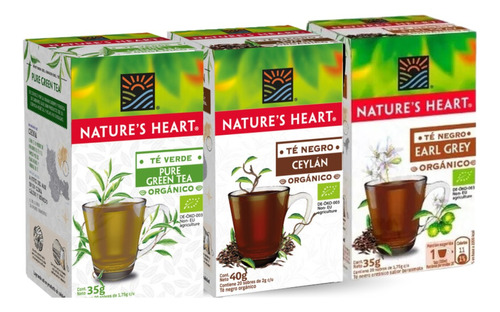 Tés Natures Heart Té Negro Earl Grey & Ceylan, Té Verdé Pack