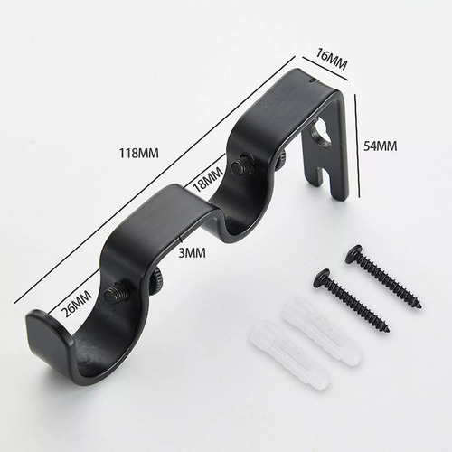 Soporte Set 3 Cortinero Doble Para Pared Ajustable Gancho