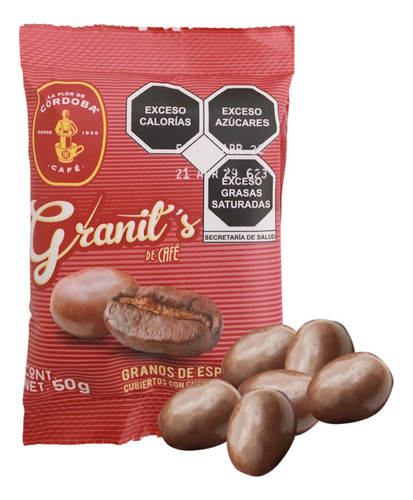 Display Granos De Café Con Chocolate Oscuro Granit's 50 Gr