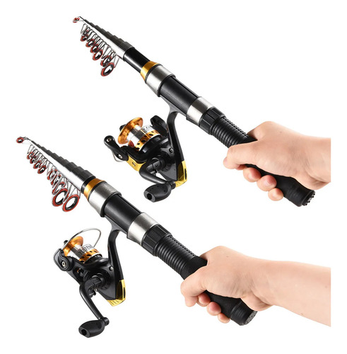 Juego Completo De Caña Y Carrete De Pesca 2 Piezas 2,1m+2,3m,contiene Cañas De Pescar, Ruedas De Pesca, Accesorios De Cebo Y Anzuelo, Regalos Para Hombres