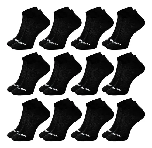 Kit 12 Pares Meia Masculina Cano Curto Soquete Algodão Duomo 12 Preto Masculina Academia Toque Macio 39-44 Meia Cano  Baixo Masculina