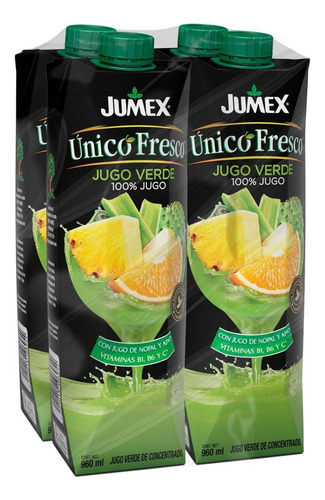 Jugo Verde Jumex Unico Fresco 4 Pzas De 960 Ml C/u