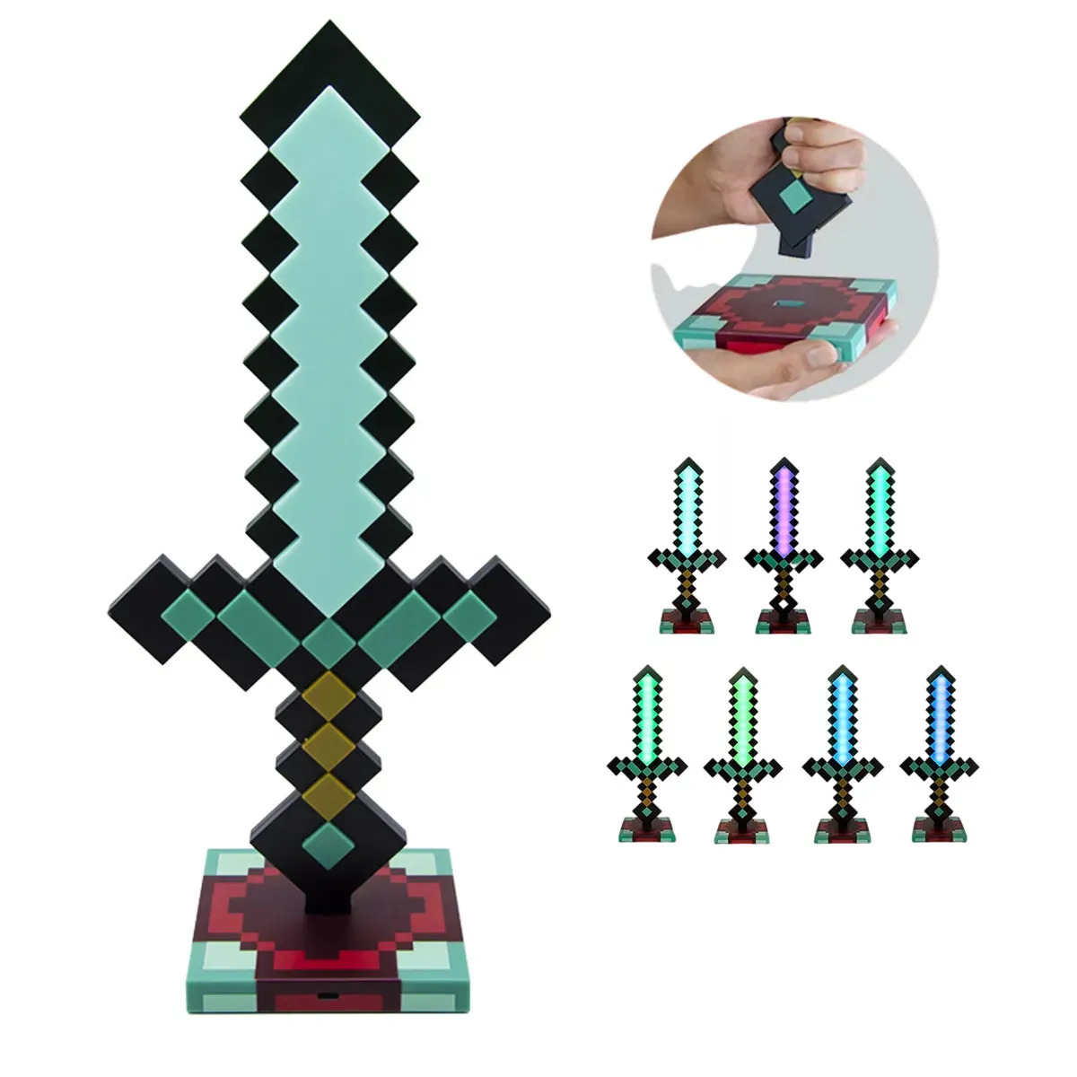 Espada de Juguete Minecraft con Luz LED para Niños, Lámpara Decorativa Verde