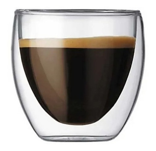 2 Vaso Shot Cafe Vidrio Borosilicato Doble Pared 250ml Color Trasparete