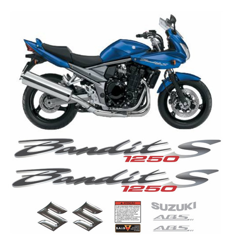 Kit Jogo Emblema Adesivo Suzuki Bandit 1250s 2010 Azul S04