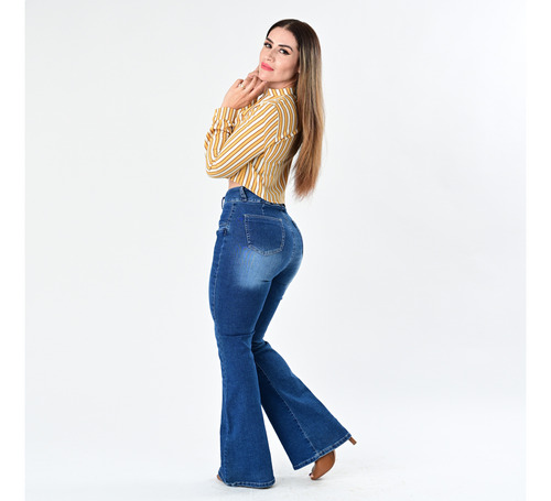 Pantalon Acampanado Colombiano De Dama Con Stretch Itzi 562