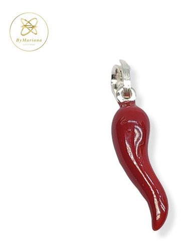 Dije Plata Cuerno Rojo 5 X 15 Mm