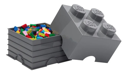 Lego Contenedor Canasto Apilable Organizador Storage Brick 4 Color Dark Gray