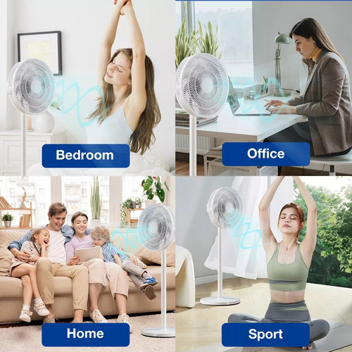 Ventilador De Piso 3 Niveles Silencioso Ventilador Para Casa Cantidad de aspas 10 Estructura Blanco Aspas Blanco Diámetro 16 " Frecuencia 50Hz / 60Hz Material de las aspas ABS