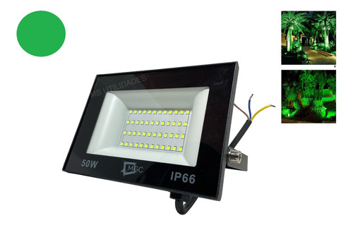 Refletor De Led Smd Holofote 50w Bivolt Verde Ip66 Super Led Cor Da Carcaça Preto 110v/220v (bivolt)