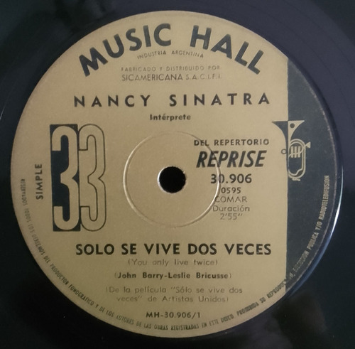Nancy Sinatra- Solo Se Vive Dos Veces -vinilo Simple