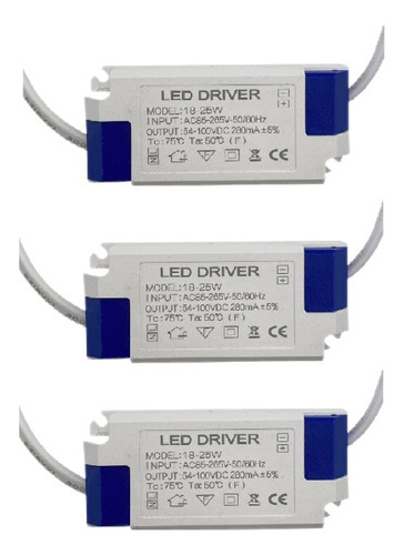 3 Driver Led Reator Fonte Para Plafon 18w A 24w (25w) Bivolt